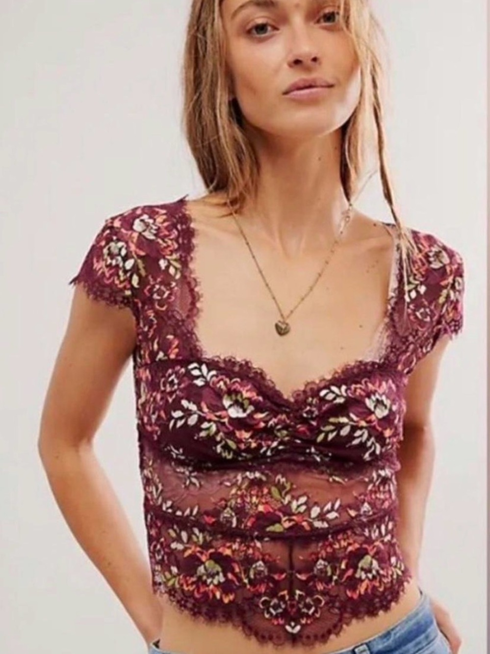 Free People Burgundy Floral Lace Bralette - Picture 5 of 5